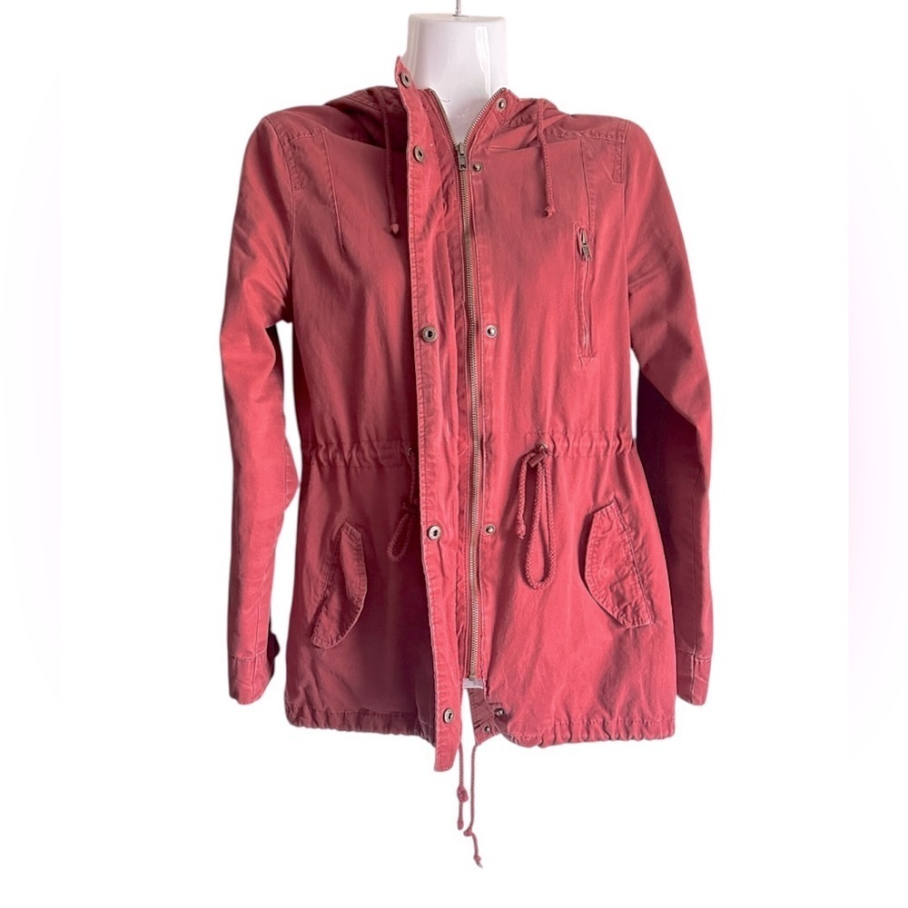 Ambiance Burgundy Jacket Women's Hooded Jacket Size Medium
